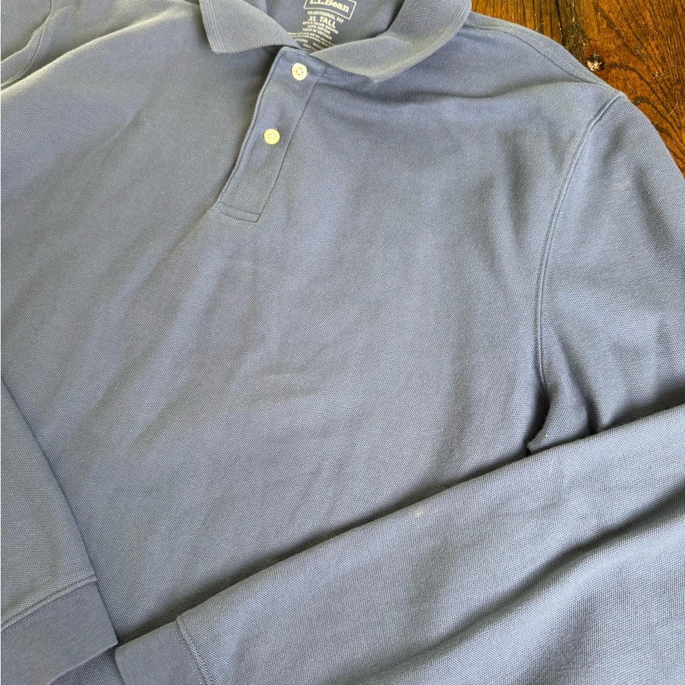 LL Bean Large Tall Blue Classic Polo